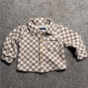French Connection Baby Quilted Brown Checkered Jacket | 3–6 Months